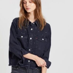 Levi's Addison Black Cropped Long Sleeve Studded‎ Shirt